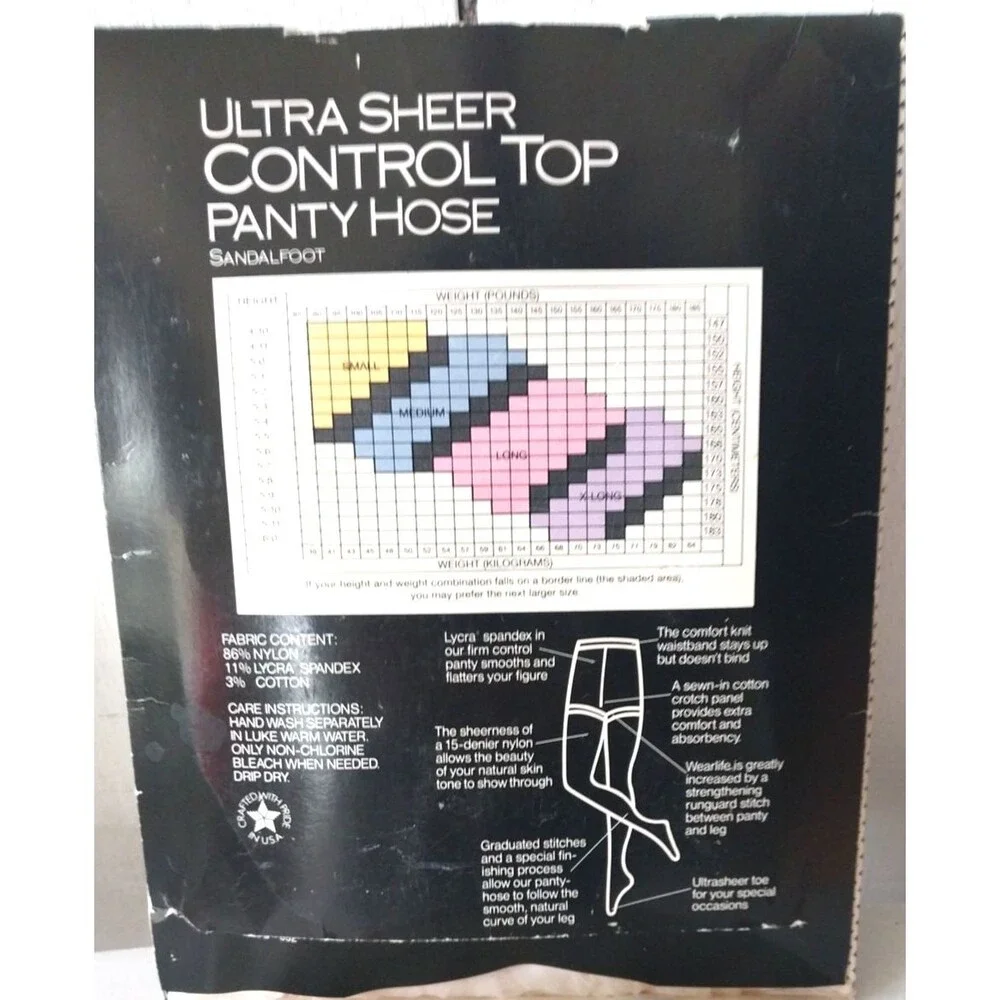 Trend Basics Ultra Sheer Control Top Pantyhose Sandalfoot Off White Size Long